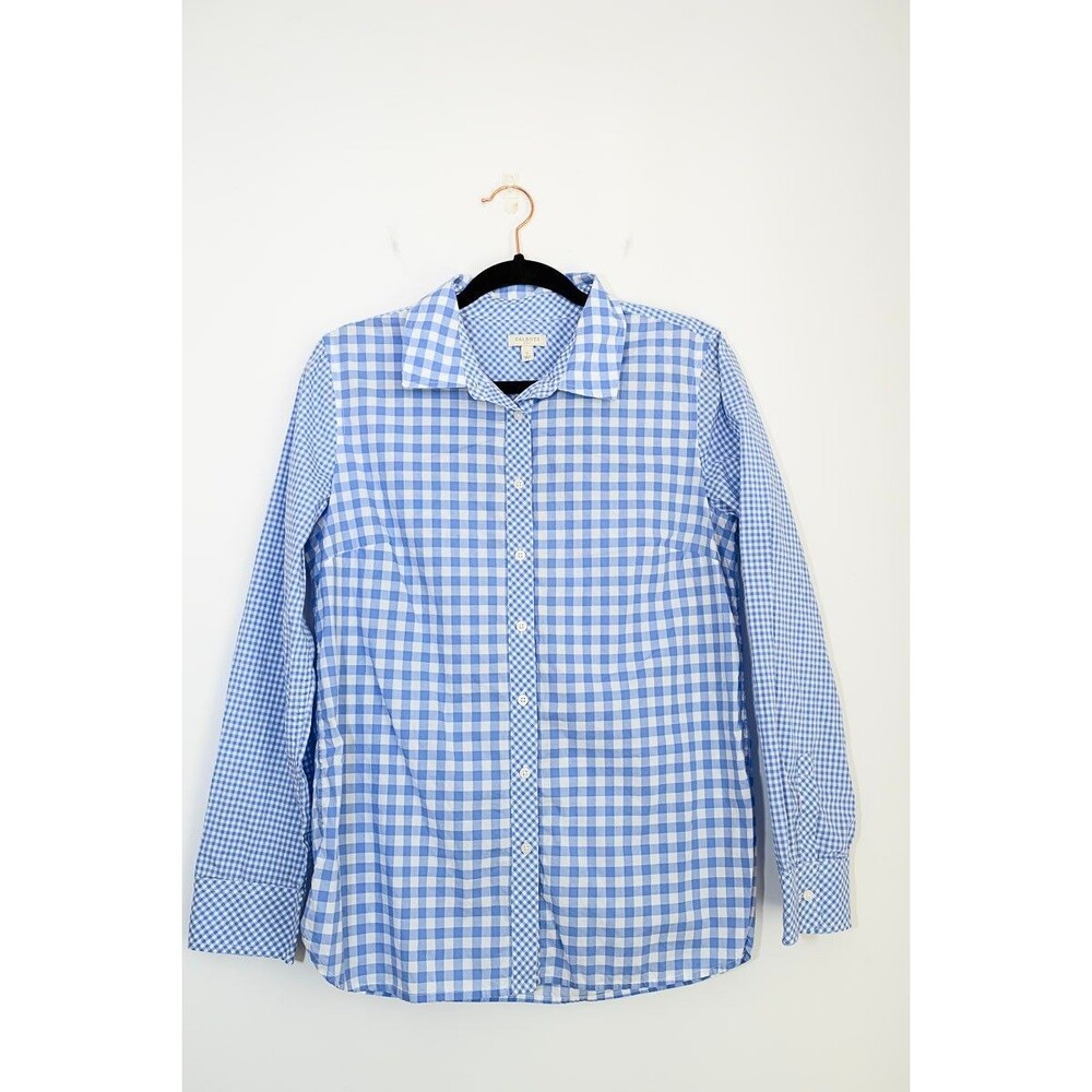 Talbots Blue Check plaid button up shirt s